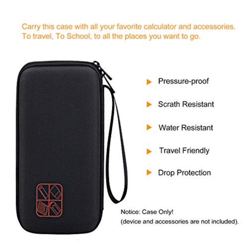 Graphing calculator carrying case for TI-84 Plus CE/TI-83 Plus CE/Casio fx-9750GII: hard-shell black EVA material, shockproof protection with extra zipped pocket for cables, manual, pencil, rulerideal for classroom and exam use - Image 2