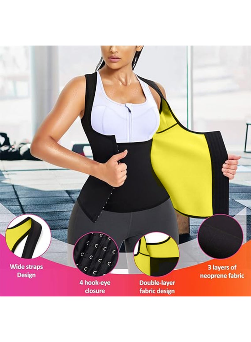 Bincoo Vest Waist Cincher Trainer Trimmer Girdle Workout Corset Body Shaper Double Tummy Slimmer Sweat Waist Trainer Girdle Workout Sauna Tank Top Vest for Women Weight Loss Exercise, 3 Hook Vest Body Shaper (Black, XL) - Image 5