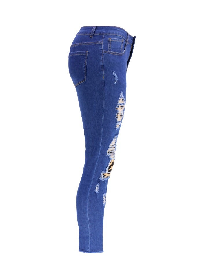Loquat Stylish Ripped Patch Women's Denim Trousers - Image 2