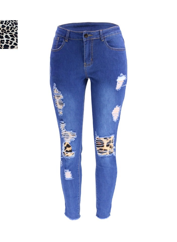 Loquat Stylish Ripped Patch Women's Denim Trousers - Image 1