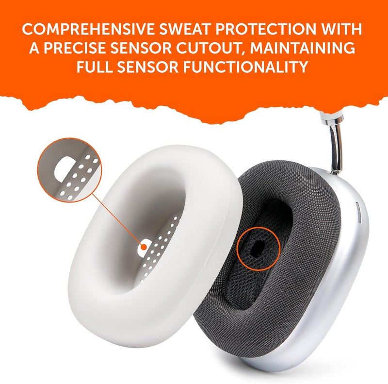 WC SweatZ Max - Protective Earpad Covers for Airpods Max Made by Wicked Cushions | Sweatproof & Easily Washable | Full Earpad Sweat Protection | Beige - Image 5