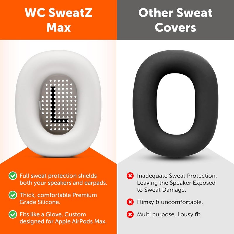 WC SweatZ Max - Protective Earpad Covers for Airpods Max Made by Wicked Cushions | Sweatproof & Easily Washable | Full Earpad Sweat Protection | Beige - Image 4