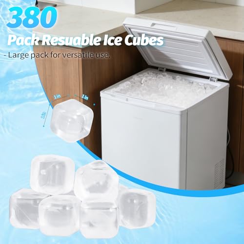 VOGVOG 380 Pack Reusable Ice Cube for Drinks - Refreezable Plastic Ice Cubes Without Diluting BPA Free, Washable Ice Cube for Whiskey Coffee Bars Party Ice Bath Camping (Transparent, Square-380Pack) - Image 2