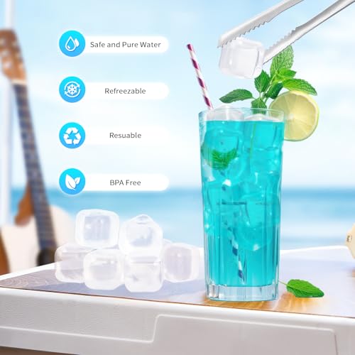 VOGVOG 380 Pack Reusable Ice Cube for Drinks - Refreezable Plastic Ice Cubes Without Diluting BPA Free, Washable Ice Cube for Whiskey Coffee Bars Party Ice Bath Camping (Transparent, Square-380Pack) - Image 4