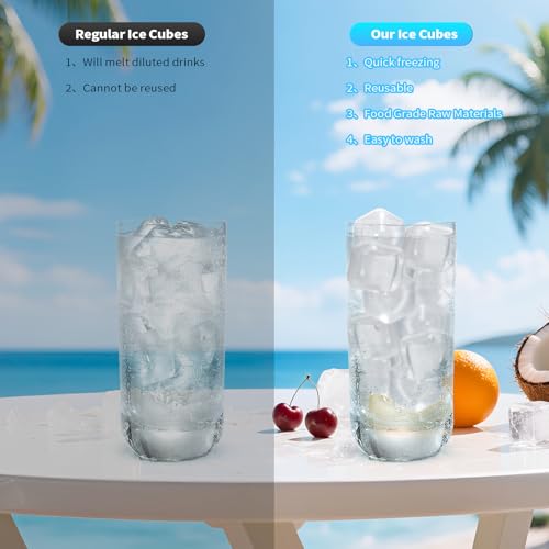 VOGVOG 380 Pack Reusable Ice Cube for Drinks - Refreezable Plastic Ice Cubes Without Diluting BPA Free, Washable Ice Cube for Whiskey Coffee Bars Party Ice Bath Camping (Transparent, Square-380Pack) - Image 3