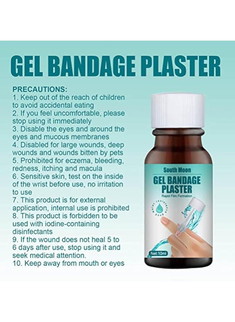 SOUTH MOON - Liquid Skin Bandage Liquid Skin Protectant Water Resistant Wound Healing Gel Wound Medical Bandage Gel Liquid Bandage with Brush for Fingers Hands Feet - Image 1