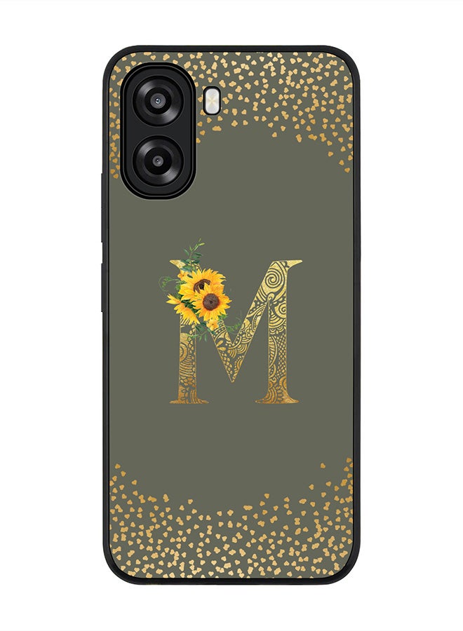 Stylizedd For Oppo A6x 5G / A6x 4G Case,Slim fit Camera Protection, Shockproof Thin Phone cover  - Custom Floral Monogram - M  (Olive Green ) - Image 1