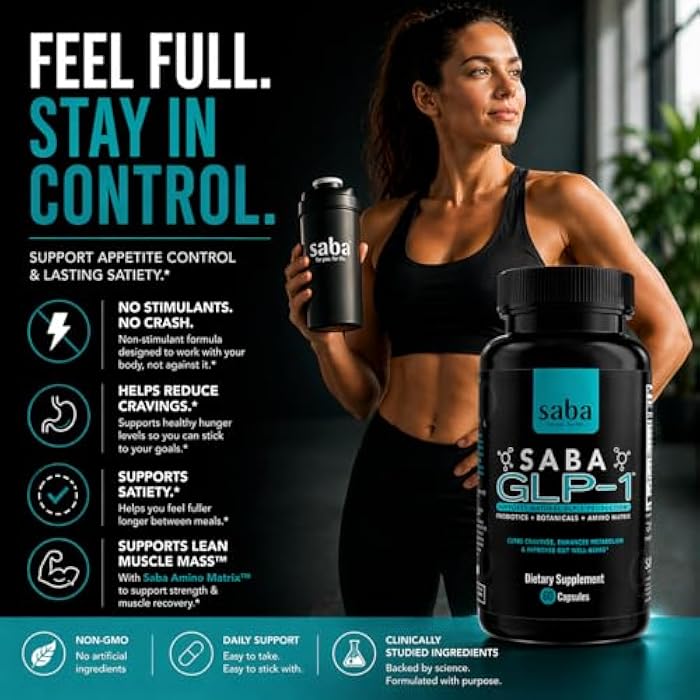 Saba Kombucha Saba GLP-1™ Support Supplement – Natural Appetite Control & Cravings Support with Akkermansia Probiotic + Berberine Synbiotic | Gut Health & Metabolism Support | Non-Stimulant | 30 Serving - Image 5