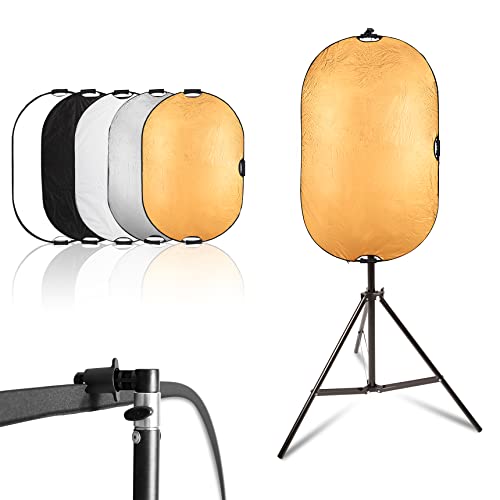 Selens 24x36inch/60x90cm Light Reflector Stand Kit 5-in-1 Collapsible Multi-Disc with Light Photography Stand & Reflector Holder Clamp for Photo Video Studio Outdoor Lighting - Image 1
