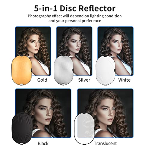Selens 24x36inch/60x90cm Light Reflector Stand Kit 5-in-1 Collapsible Multi-Disc with Light Photography Stand & Reflector Holder Clamp for Photo Video Studio Outdoor Lighting - Image 4