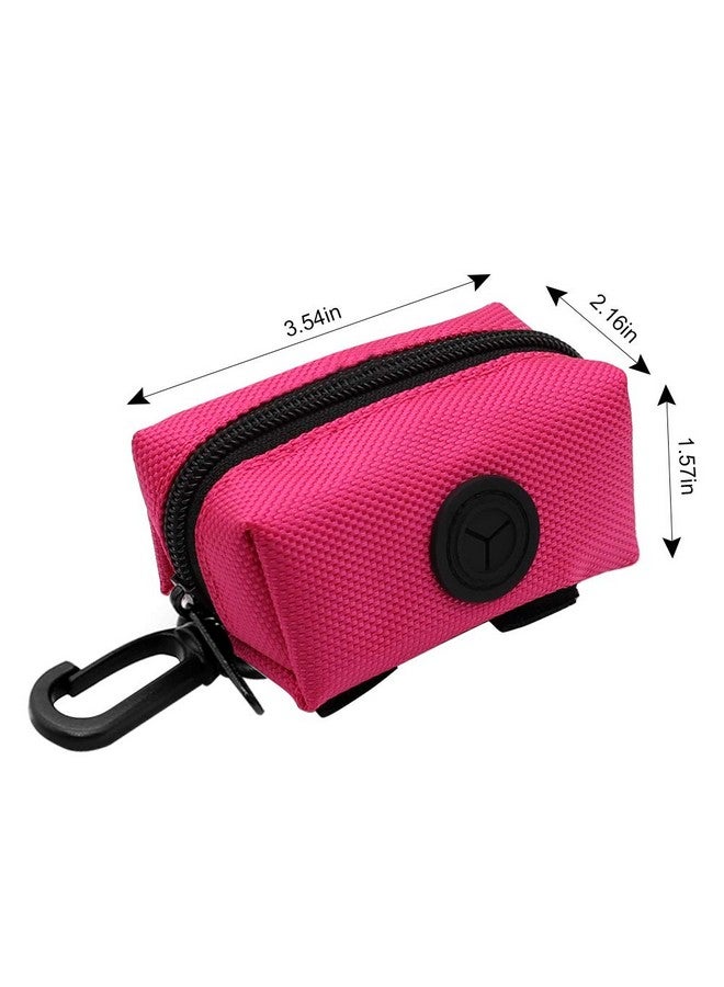 مجموعة من 3 أكياس لتوزيع فضلات الحيوانات الأليفة من سلوسن مع حامل لفضلات الكلاب بسحاب محمول مع خطاف للمقود، ملحق رائع للمشي والجري مع الكلب (وردي أخضر أسود) - Image 5