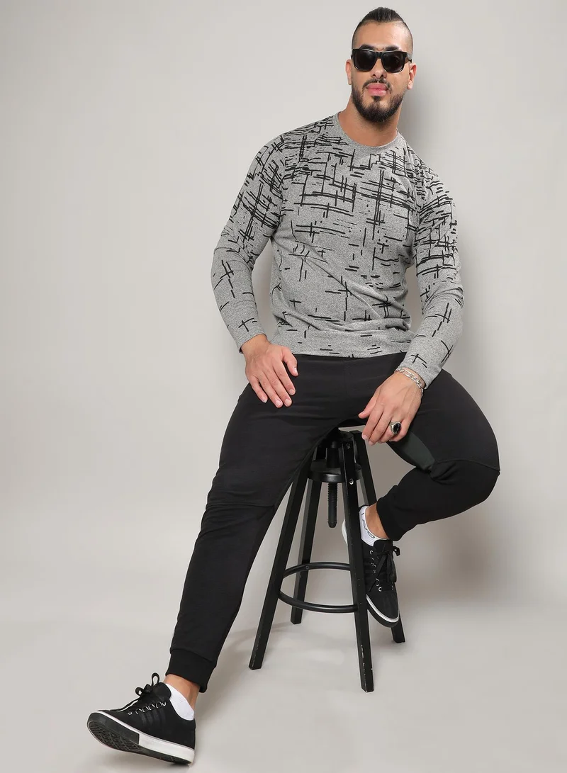 Instafab Plus  Abstract Lined T-Shirt for Men | Best Price UAE