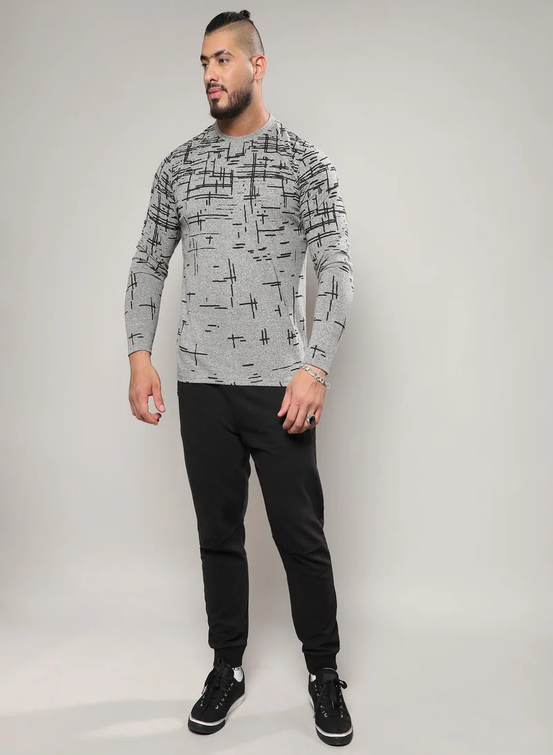 Instafab Plus  Abstract Lined T-Shirt for Men | Best Price UAE