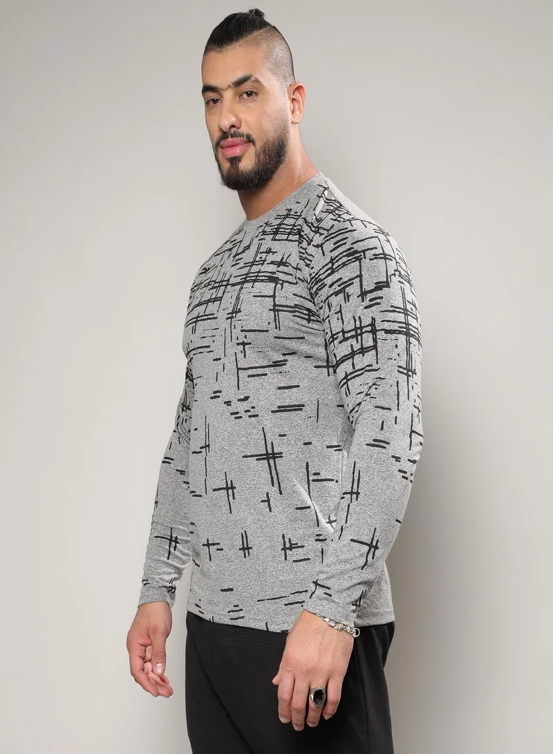 Instafab Plus  Abstract Lined T-Shirt for Men | Best Price UAE