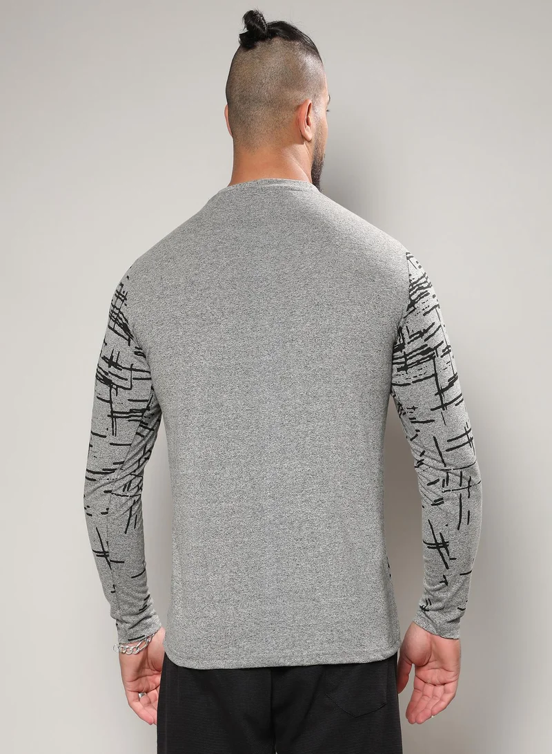 Instafab Plus  Abstract Lined T-Shirt for Men | Best Price UAE