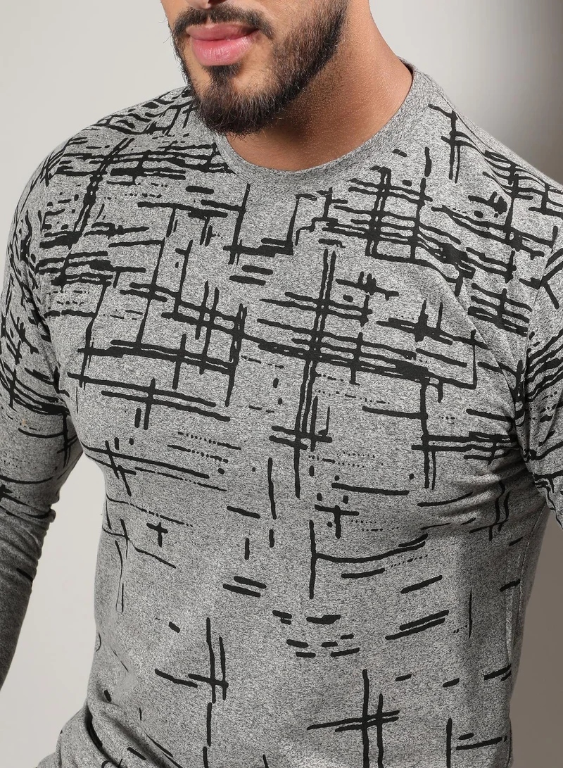 Instafab Plus  Abstract Lined T-Shirt for Men | Best Price UAE