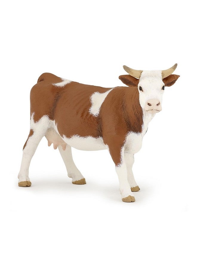 Papo بابو - بقرة سيمينتال - تمثال واقعي - للأعمار 3+ - مجموعة المزرعة - مطلية يدويًا - مفصلة للغاية - متينة وتعليمية - فكرة هدية - قابلة للجمع - تمثال حيوانات المزرعة - Image 1
