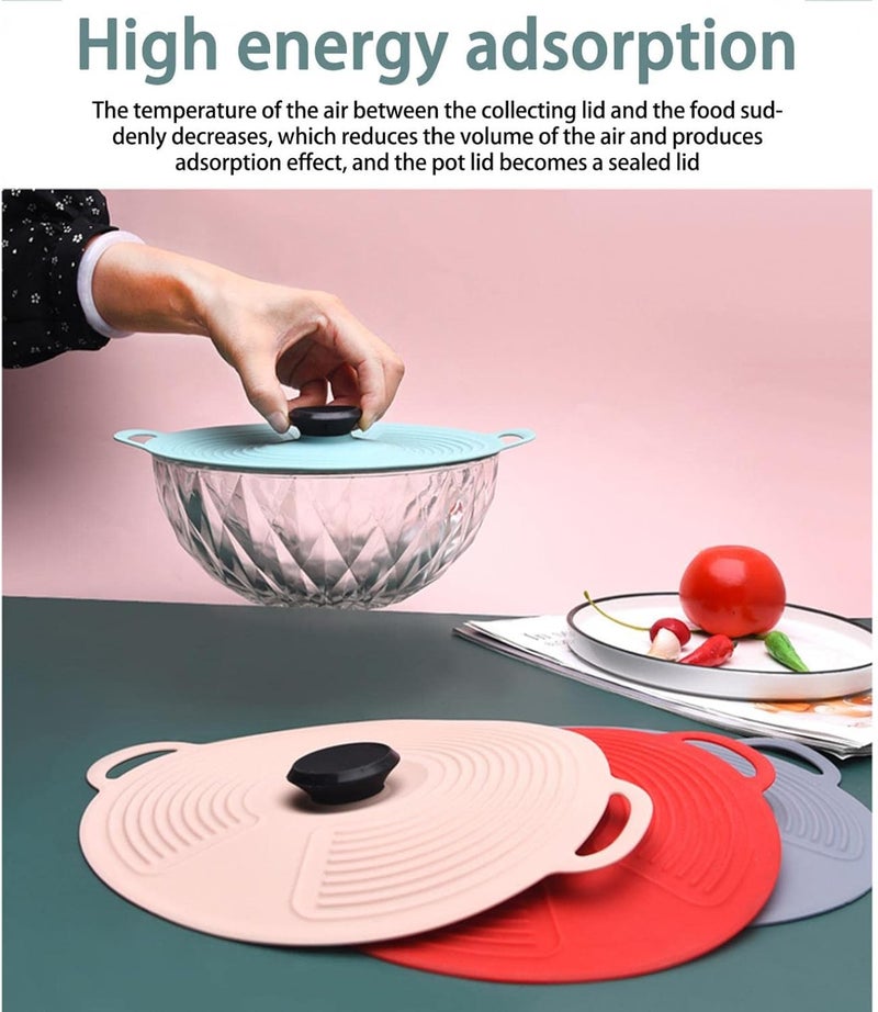 klarako Silicone Lids Food Covers, 3PCS Containers Seal Preservation Lids, Reusable Silicone Lids Food and Bowl Covers, Silicone Suction Lids Seal Lid Heat Resistant Microwave Dishwasher Safe (Gray L) - Image 4