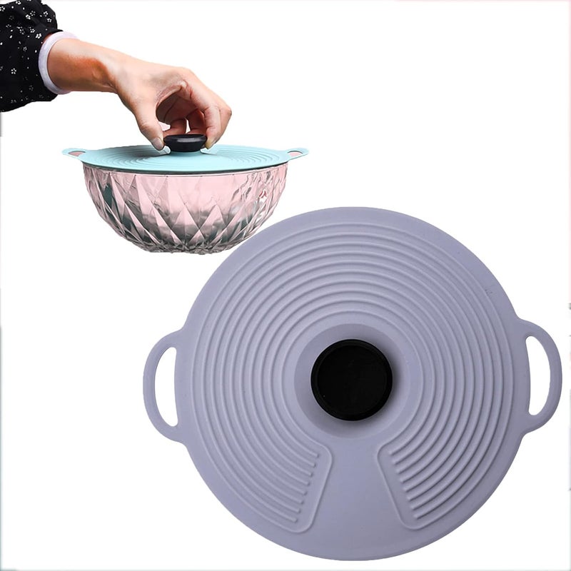 klarako Silicone Lids Food Covers, 3PCS Containers Seal Preservation Lids, Reusable Silicone Lids Food and Bowl Covers, Silicone Suction Lids Seal Lid Heat Resistant Microwave Dishwasher Safe (Gray L) - Image 1