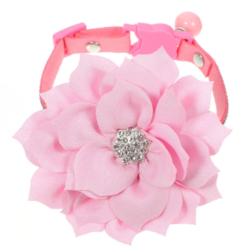 Adjustable Rhinestone Cat Collar With Bell Xs Size Sparkling Pink Pet Collar For Small Cats And Puppies Comfortable Detachable Necklace For Outdoor Use - Image 2