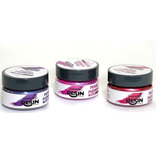 Haksons Pearl Pigments (Mica Powder) Pack of 3 (20 GMS) Raspberry Red, Periwinkle, Poppin Pink - Image 1