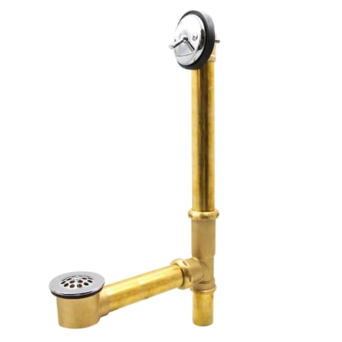 ZM 2022 All Brass Lift and Lock TwoHole Bath Waste Drain Kit with Chrome Plated Grid Drain - Image 1