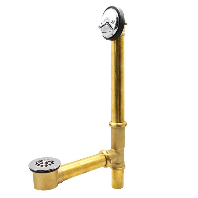 ZM 2022 All Brass Lift and Lock TwoHole Bath Waste Drain Kit with Chrome Plated Grid Drain - Image 2