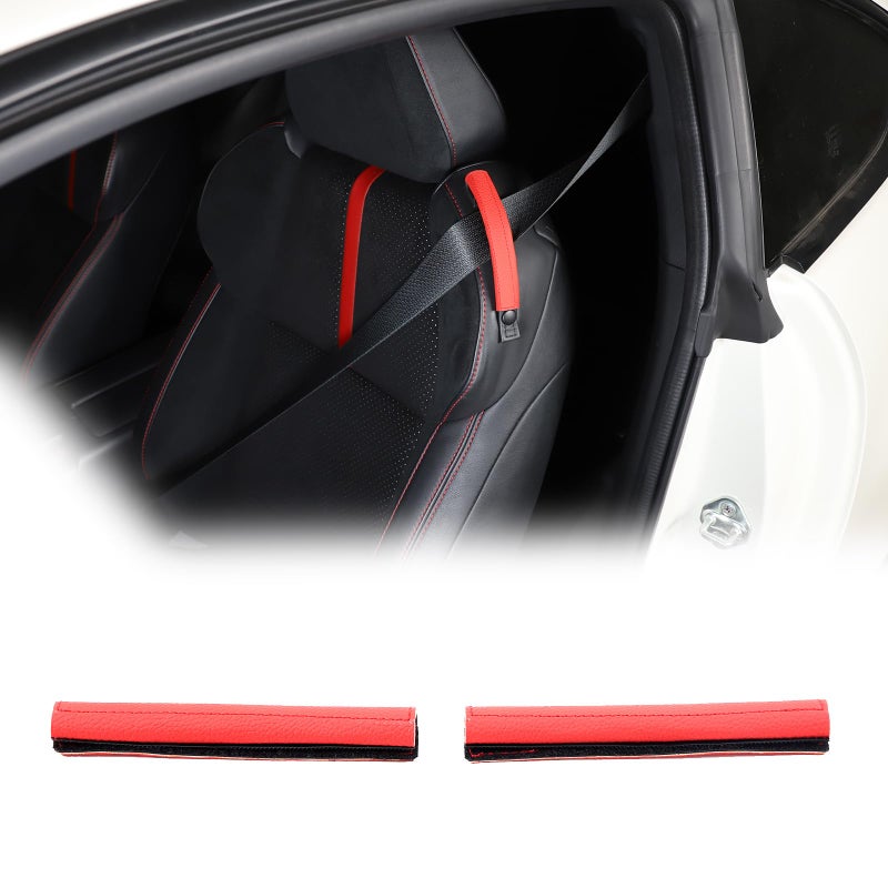 Car Seat Belt Guide AntiBelt Pop Guards Cover Compatible with Toyota 86 GR86 2022 2023 Subaru BRZ ZD8 2022 2023 Leather 2PCS Seat Belt Buckle Anti Off Cover Trim Accessories Red