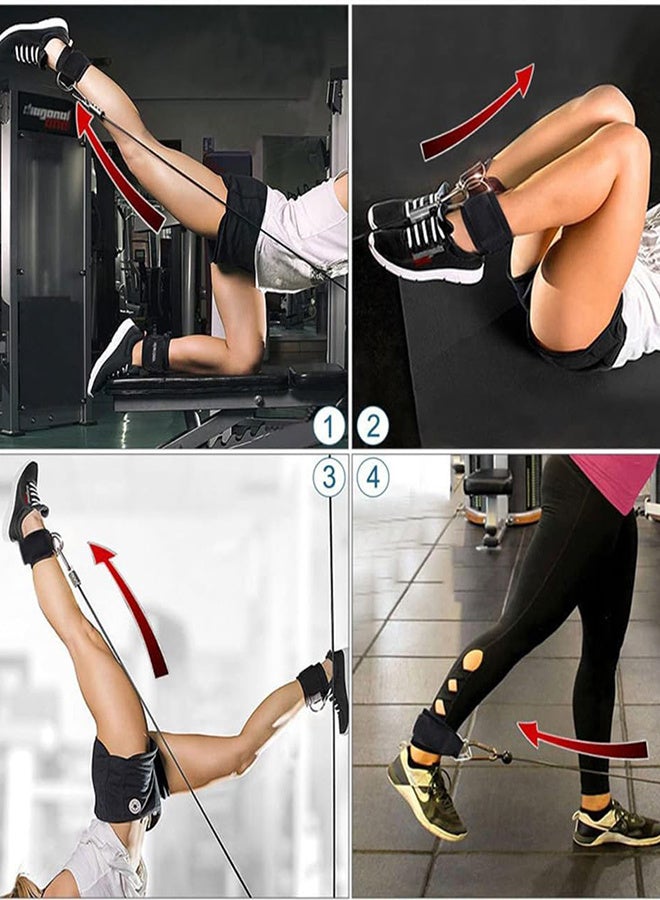 رات سو عبوتان من أحزمة الكاحل، مريحة وقابلة للتعديل، مبطنة بنيوبرين، للاستخدام على الكاحل أو المعصم، مع حلقات D، مثالية لتمارين المؤخرة والكيك باك، مناسبة لأجهزة الكابل - Image 3