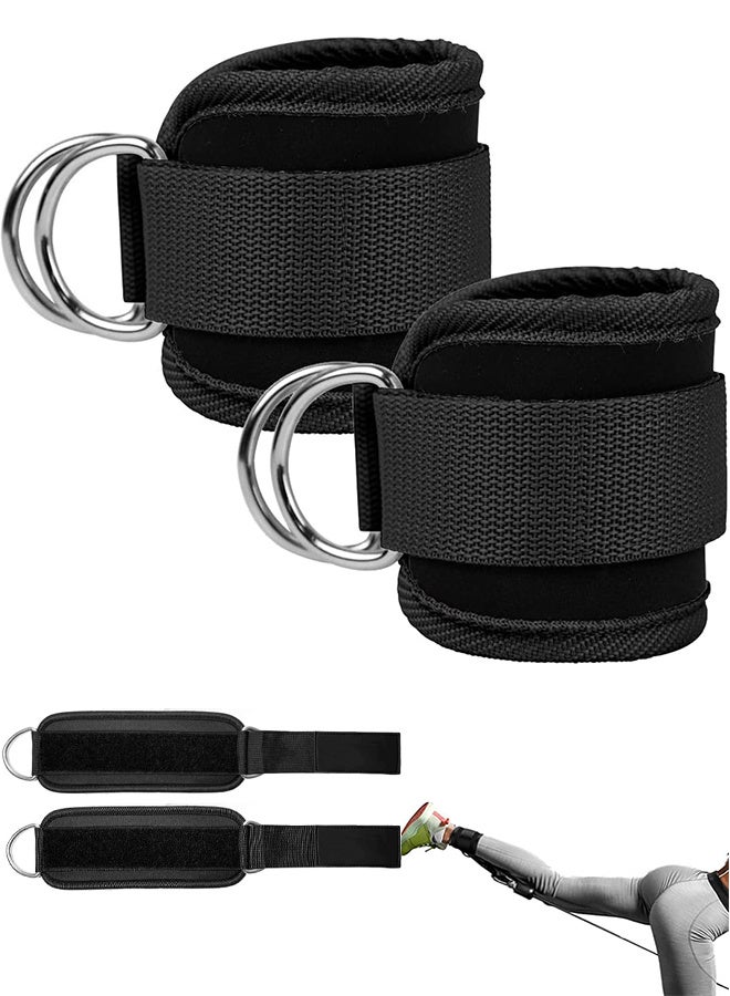 رات سو عبوتان من أحزمة الكاحل، مريحة وقابلة للتعديل، مبطنة بنيوبرين، للاستخدام على الكاحل أو المعصم، مع حلقات D، مثالية لتمارين المؤخرة والكيك باك، مناسبة لأجهزة الكابل - Image 1