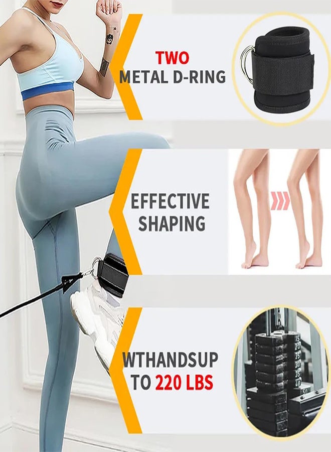 رات سو عبوتان من أحزمة الكاحل، مريحة وقابلة للتعديل، مبطنة بنيوبرين، للاستخدام على الكاحل أو المعصم، مع حلقات D، مثالية لتمارين المؤخرة والكيك باك، مناسبة لأجهزة الكابل - Image 4