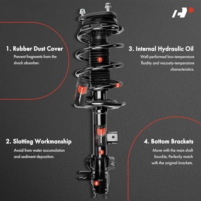A-Premium Front Pair 2 Complete Strut  Coil Spring Assembly Compatible With Mazda Cx9 20162022 25L Driver And Passenger Side Replace 18920811 18920812 - Image 4