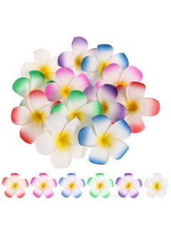minkissy minkissy Hawaiian Flower Hair Clips 24Pcs Artificial Plumeria Flower Clips Frangipani Hair Accessories for Bridal Wedding Beach Party Random color 