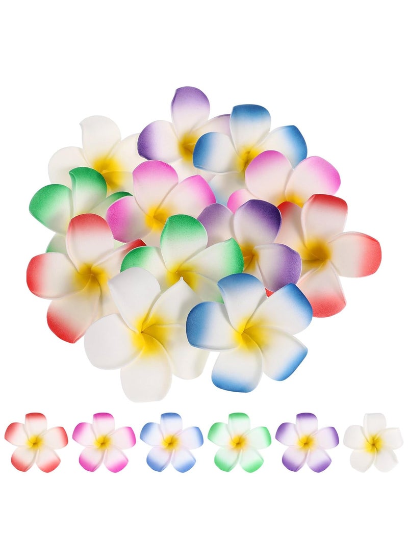 minkissy - minkissy Hawaiian Flower Hair Clips 24Pcs Artificial Plumeria Flower Clips Frangipani Hair Accessories for Bridal Wedding Beach Party Random color - Image 1