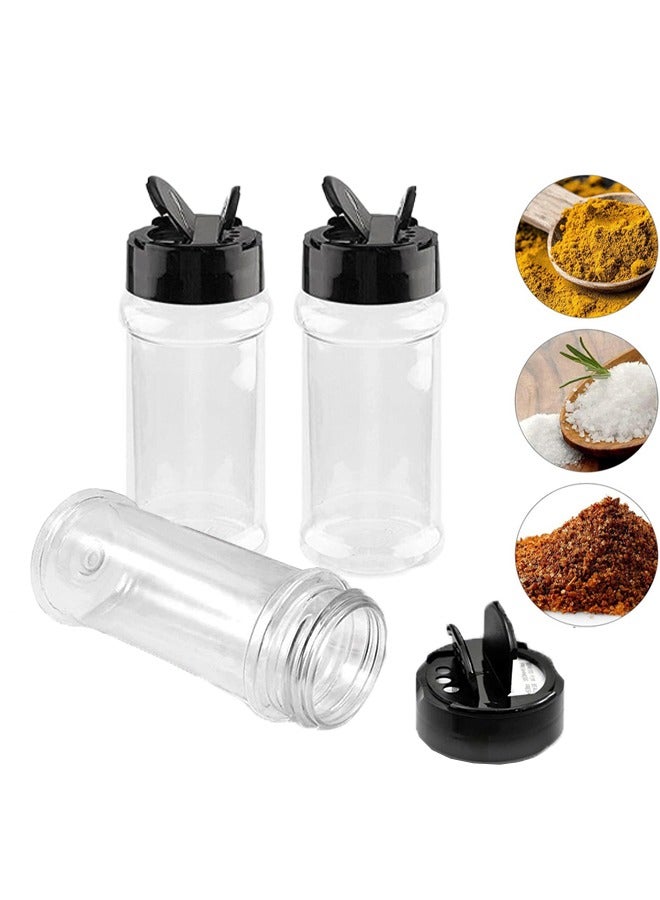 Arabest 3Pcs 100ml Plastic Spice Jars with Black Cap Seasoning Bottle Barbecue Sauce Clear and Safe Plastic Bottle Containers with Shaker Lids for Storing Spice Herbs and Seasoning Powders BPA Free - Image 1