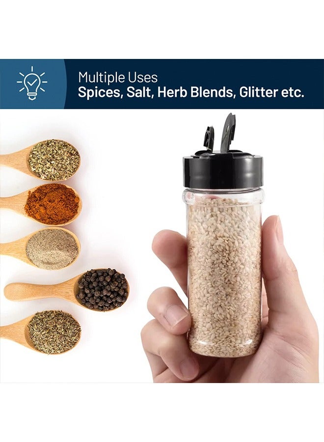 Arabest 3Pcs 100ml Plastic Spice Jars with Black Cap Seasoning Bottle Barbecue Sauce Clear and Safe Plastic Bottle Containers with Shaker Lids for Storing Spice Herbs and Seasoning Powders BPA Free - Image 4