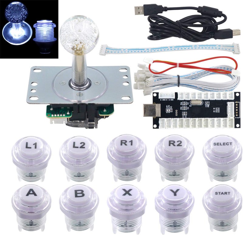 طقم DIY لمبة LED لألعاب الأركيد ، مفتاح ميكانيكي للوحة المفاتيح، زر أركيد LED، عصا تحكم، مشفر USB بدون تأخير لأجهزة الكمبيوتر وأنظمة MAME وRetropie وJamma. - Image 1