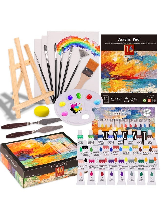 KALOUR Acrylic Paint Set 56 Pcspainting Supplies With 24 Acrylic Paint16 Sheets Acrylic Padpainting Brushescanvaspaletteeasel Art Craft Paints Kit For Artists Beginnerskids And Adults. - Image 1