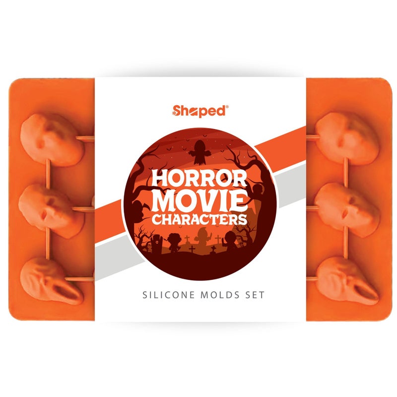 ShapedIceMolds Horror Movie Character Molds  Halloween Silicone Molds for Chocolate Candy Resin Crafts  3D Scary Film Icons for Party Treats  DIY Decor Orange