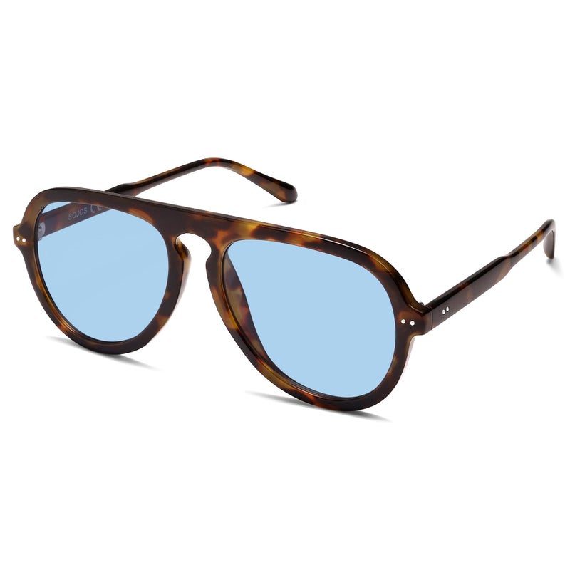 سوجوز SOJOS Retro Aviator Sunglasses Womens Mens Vintage Plastic Frame Shades Lentes De Sol Para Mujer SJ2255 Light Blue - Image 1