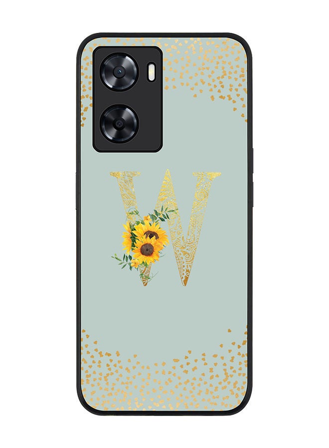 Stylizedd Rugged Black edge case for Oppo A57 4G/Oppo A77 4G/Oppo A77s Slim fit Soft Case Anti Drop TPU Gel Thin Cover - Monogram Initial Letter Floral Pattern - W (Light Grey ) - Image 1