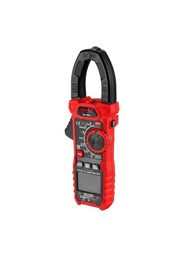 رونيكس مالتيميتر كماشة رقمي 1000A تيار AC/DC True RMS، NCV/LoZ/VFD/INRUSH، درجة حرارة -40~1000°C، 6000 عداد CAT III 1000V، تقنية ألمانية #Ronix RH-9603 - Image 1