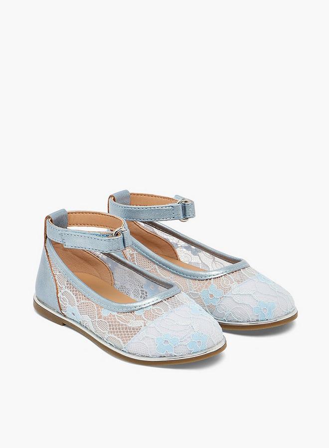 Barefeet Girls Floral Lace Ballerina Shoes - Image 3
