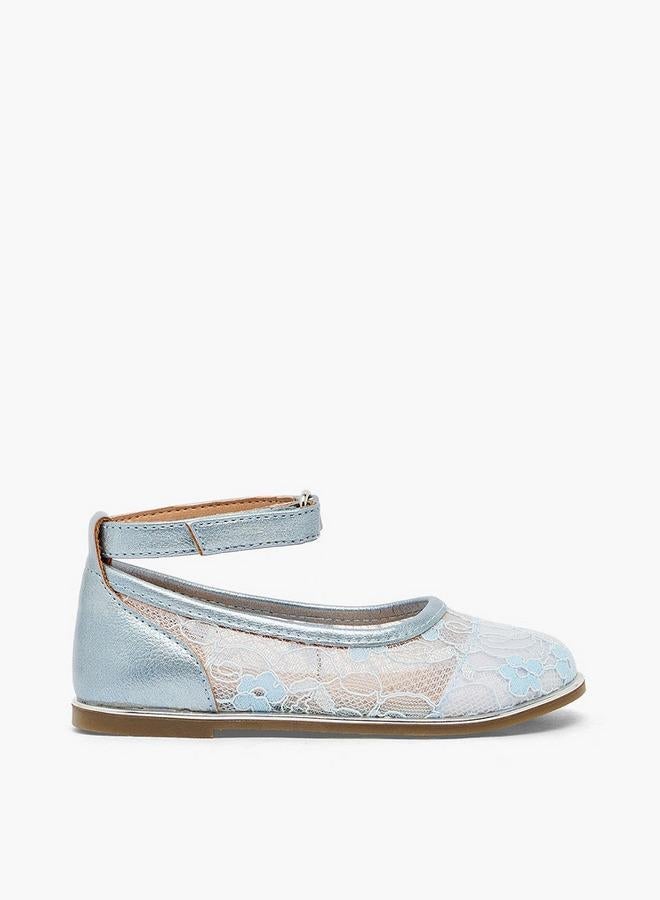 Barefeet Girls Floral Lace Ballerina Shoes - Image 1