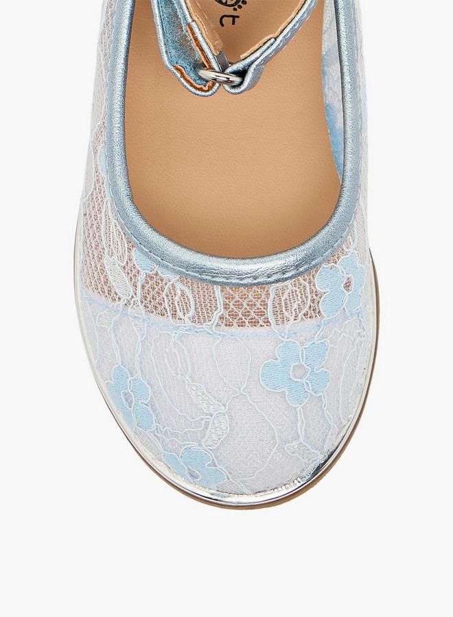 Barefeet Girls Floral Lace Ballerina Shoes - Image 4