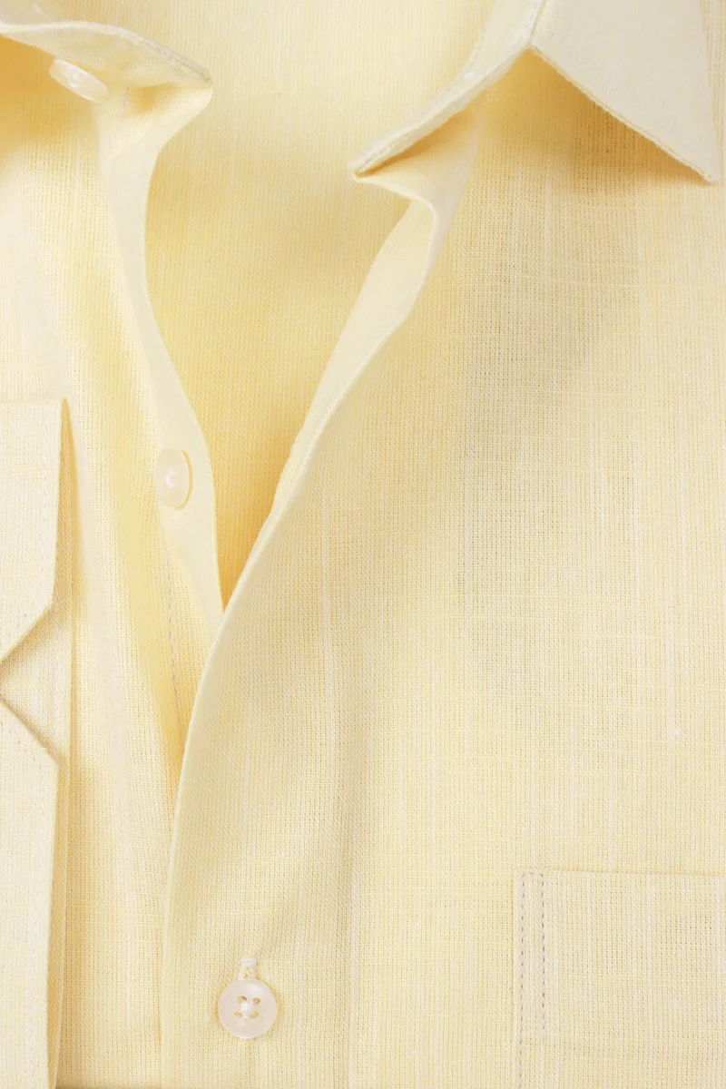 فاريتا Men's Salmon Long Sleeve Linen Effect Pocket Cotton Shirt