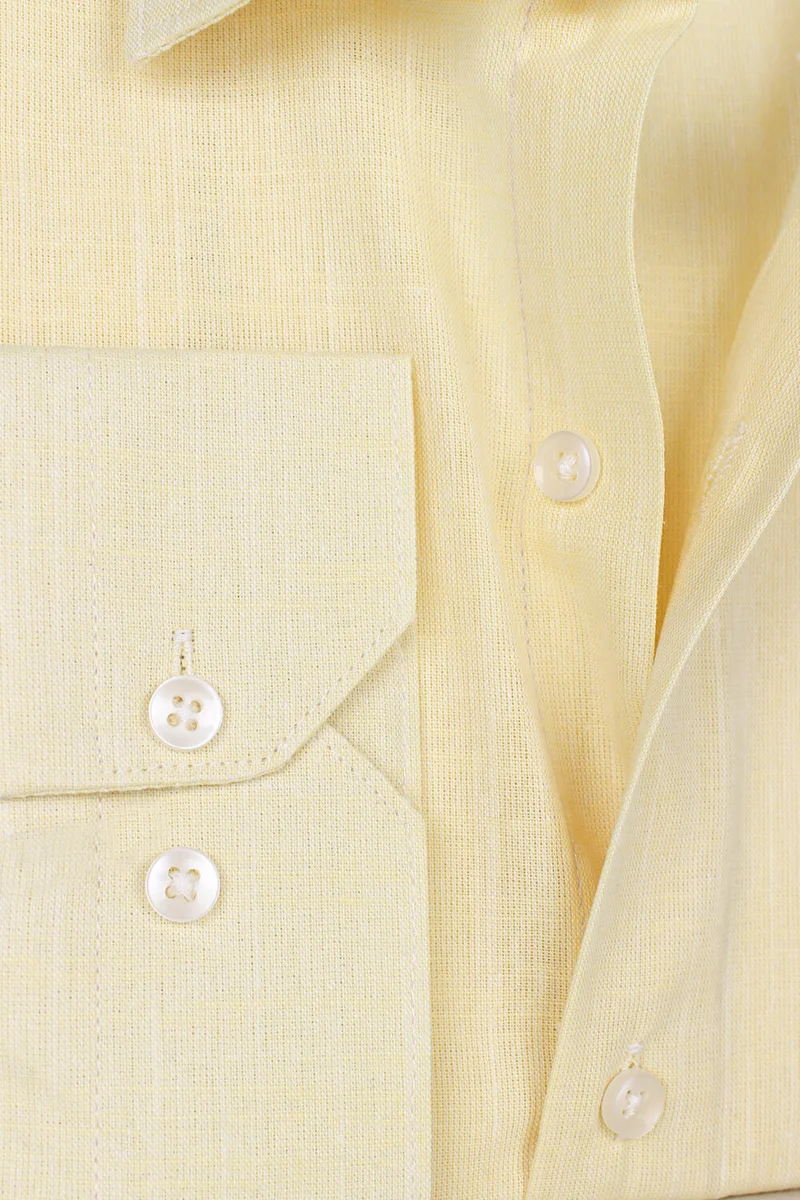 فاريتا Men's Salmon Long Sleeve Linen Effect Pocket Cotton Shirt