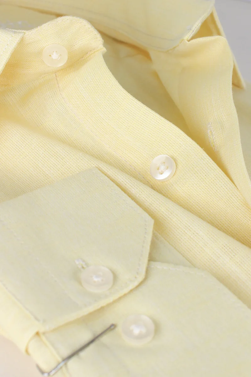 فاريتا Men's Salmon Long Sleeve Linen Effect Pocket Cotton Shirt
