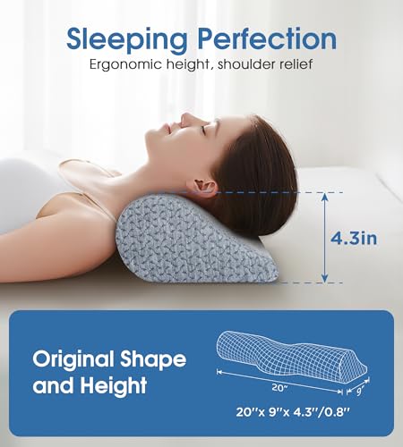 Demelon Cervical Neck Pillows for Pain Relief Sleeping, High-Density Memory Foam Pillow Neck for Bolster Support and Shoulder Relaxer, Decompression Devices Orthopedic Roll Pillow for Bed Office - Image 4