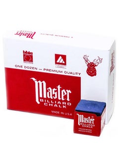 Yalla HomeGym Master Billiard Pool Cue Chalk Box Of 12 Pieces Blue Cubes Tournament Quality Snooker Or Pool Cue Tips Chalks  - Image 1